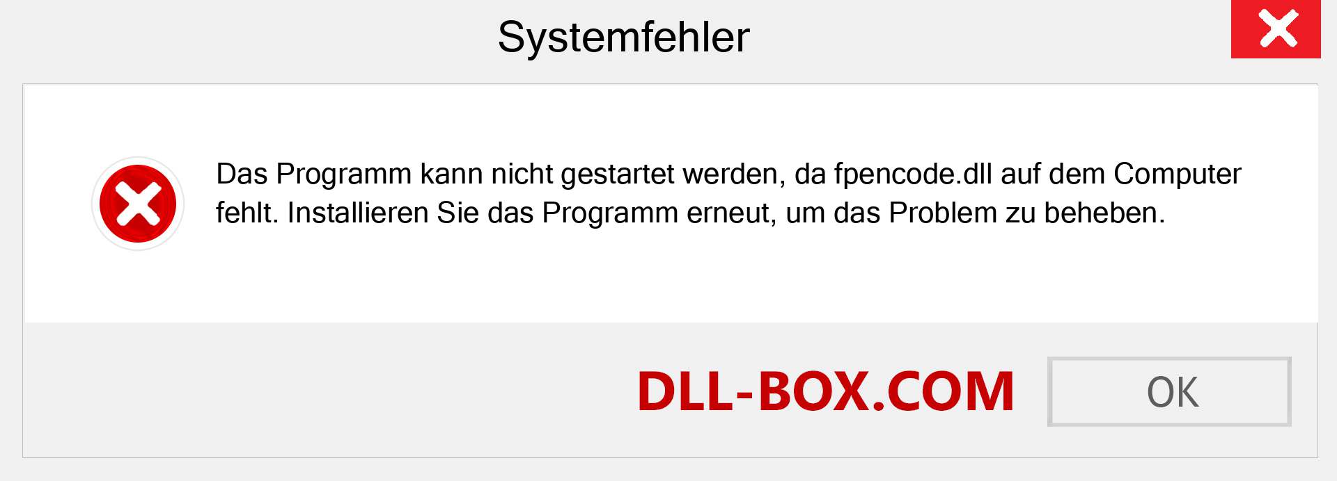 fpencode.dll-Datei fehlt?. Download für Windows 7, 8, 10 - Fix fpencode dll Missing Error unter Windows, Fotos, Bildern